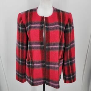 Collections by Cross Country Blazer Womens 14 Wool Mohair Blend Plaid Vintage